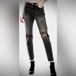 John Elliott Charlotte Sonic destructed Jeans 100% Cotton Dark Grey Size 26 NWT